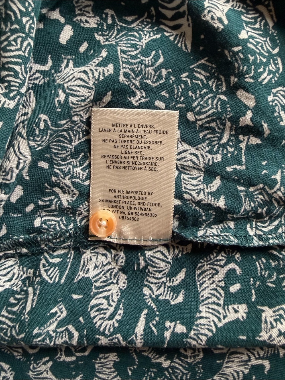 Anthropologie Maeve Emory Teal Tiger Print Blouse Size 6 - Picture 8 of 8